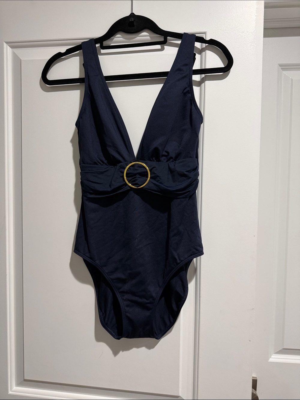 Ralph Lauren Navy One-Piece Swimsuit with Decorative Ring